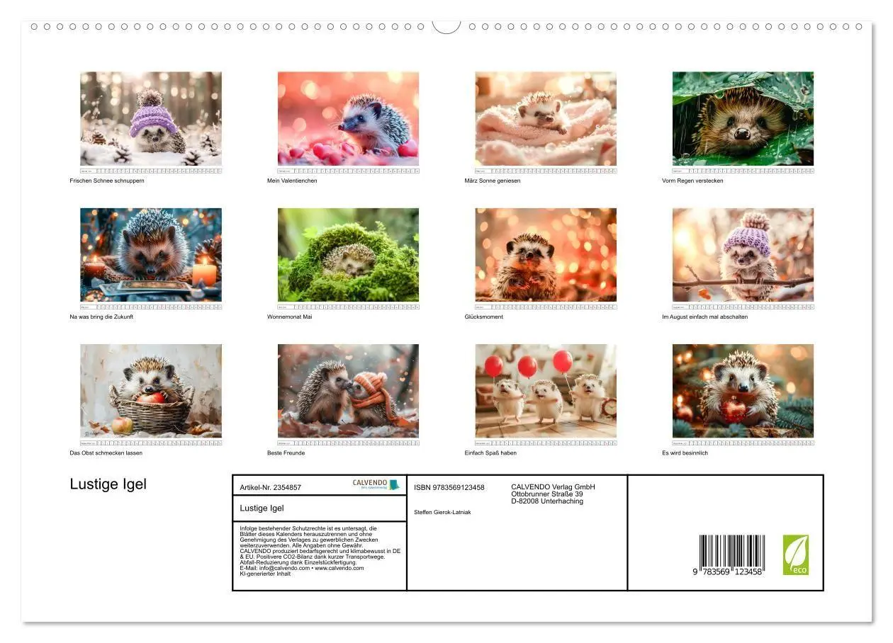 Bild: 9783569123458 | Lustige Igel (hochwertiger Premium Wandkalender 2027 DIN A2 quer),...
