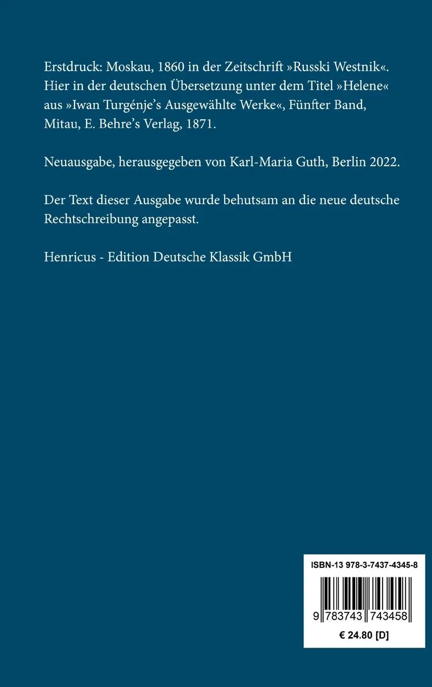 Rückseite: 9783743743458 | Am Vorabend | Roman einer tragischen Liebe zu Zeiten des Krimkrieges