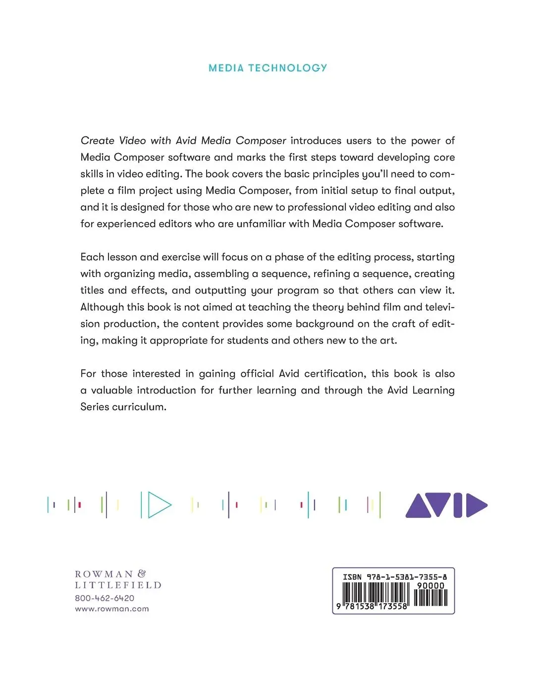 Rückseite: 9781538173558 | Create Video with Media Composer | Official Avid Curriculum | Buch