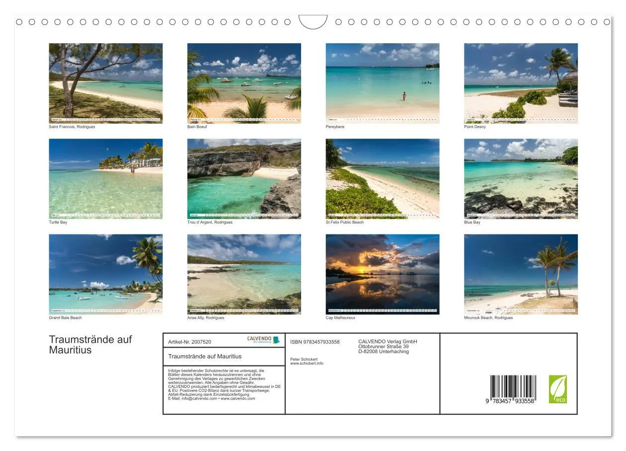 Bild: 9783457933558 | Traumstrände auf Mauritius (Wandkalender 2026 DIN A3 quer),...