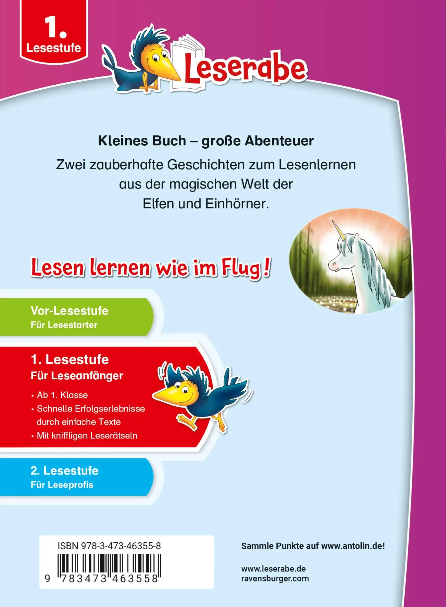 Rückseite: 9783473463558 | Leserabe Sonderausgaben - Erstlesegeschichten - Elfen und Einhörner