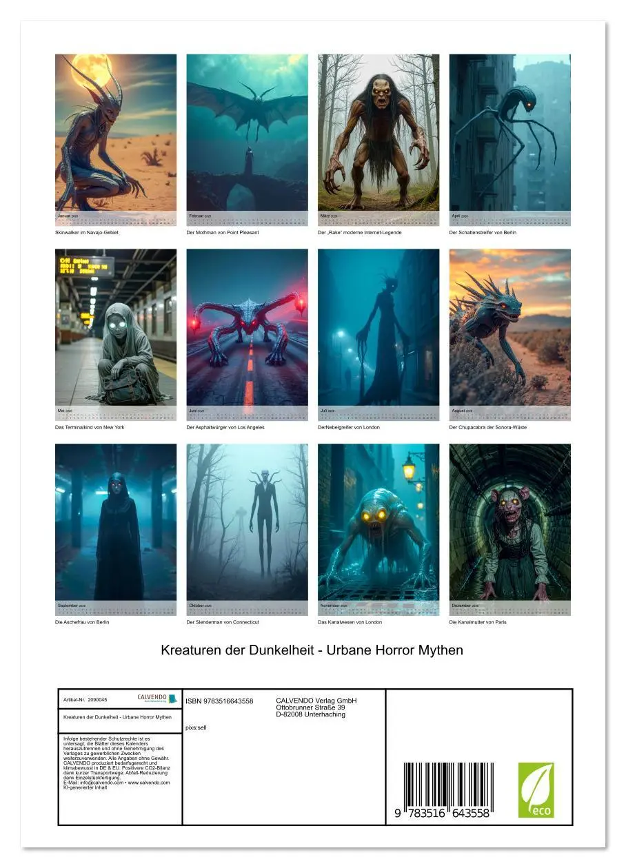 Bild: 9783516643558 | Kreaturen der Dunkelheit - Urbane Horror Mythen (Wandkalender 2026...