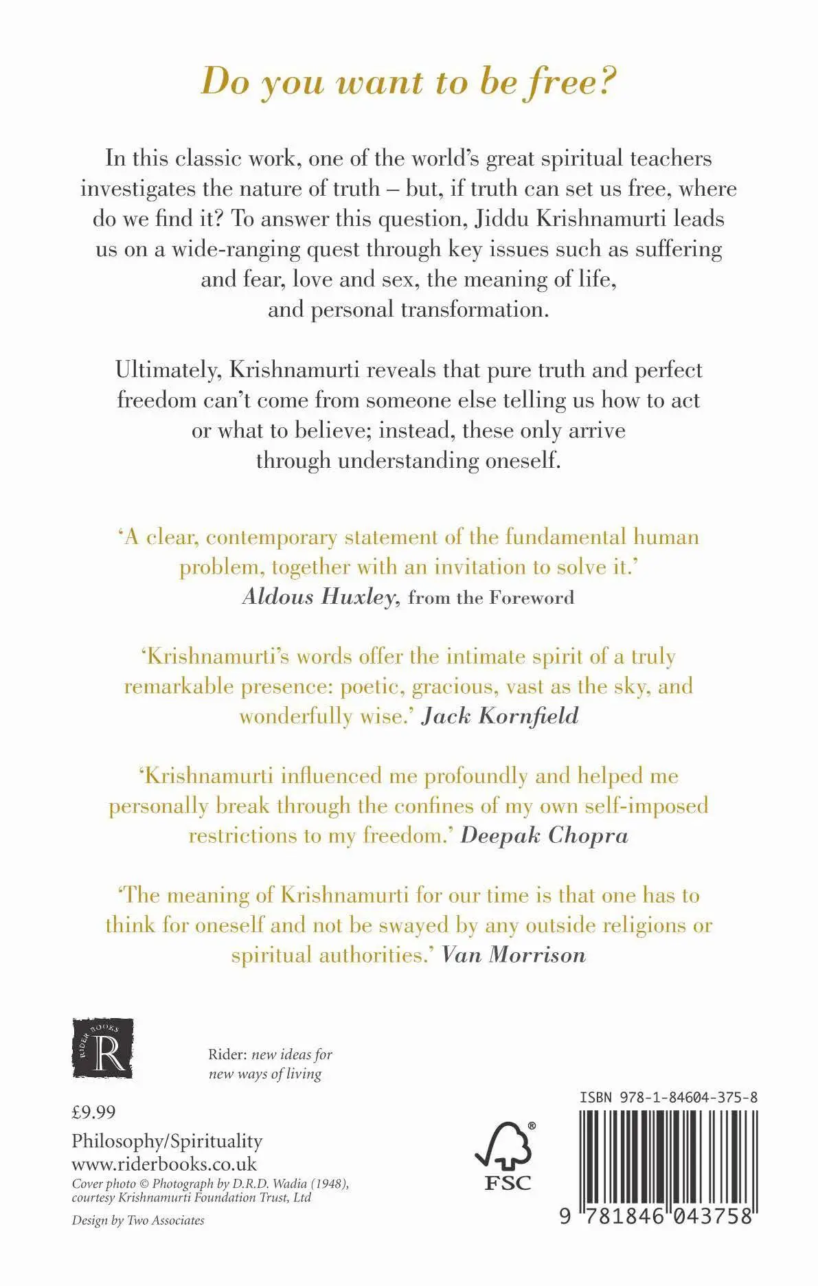 Rückseite: 9781846043758 | The First and Last Freedom | J. Krishnamurti | Taschenbuch | Englisch