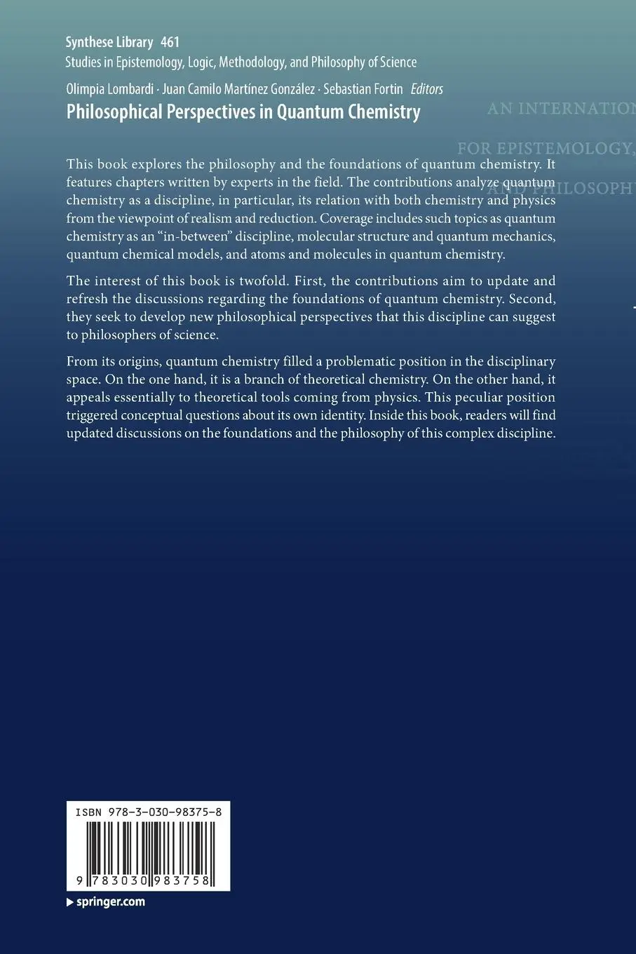 Rückseite: 9783030983758 | Philosophical Perspectives in Quantum Chemistry | Lombardi (u. a.)