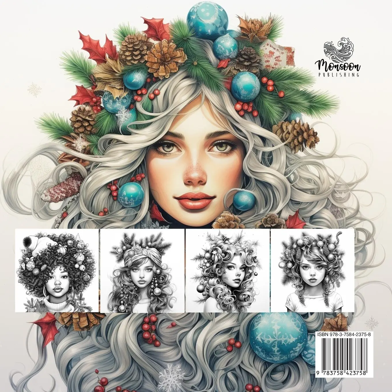 Rückseite: 9783758423758 | Christmas Girls Coloring Book for Adults | Monsoon Publishing | Buch