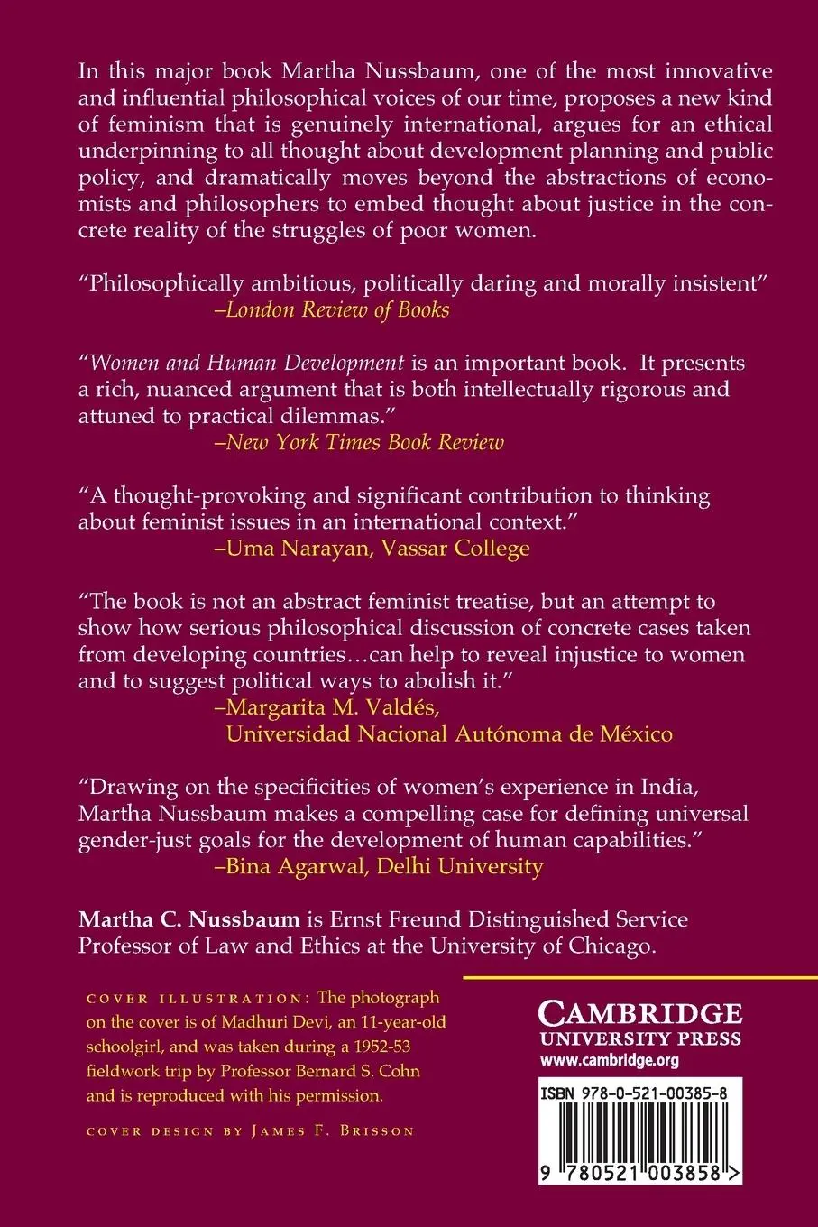 Rückseite: 9780521003858 | Women and Human Development | The Capabilities Approach | Nussbaum