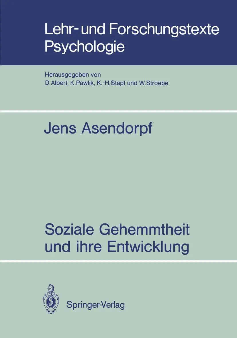 Cover: 9783540513858 | Soziale Gehemmtheit und ihre Entwicklung | Jens Asendorpf | Buch | vi