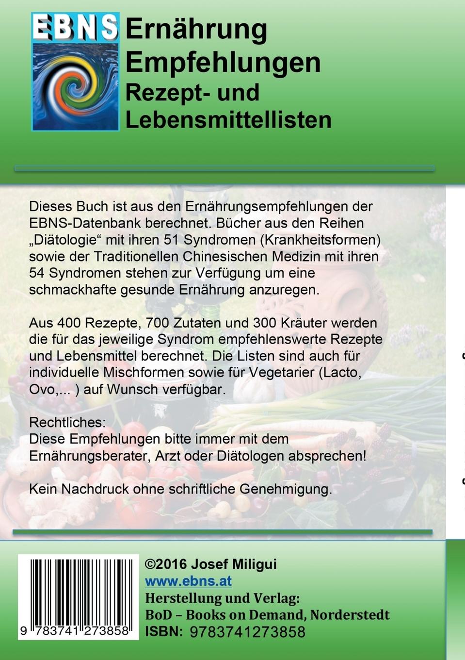 Rückseite: 9783741273858 | Ernährung - TCM - Magen - Magenkälte mit Flüssigkeit | Josef Miligui