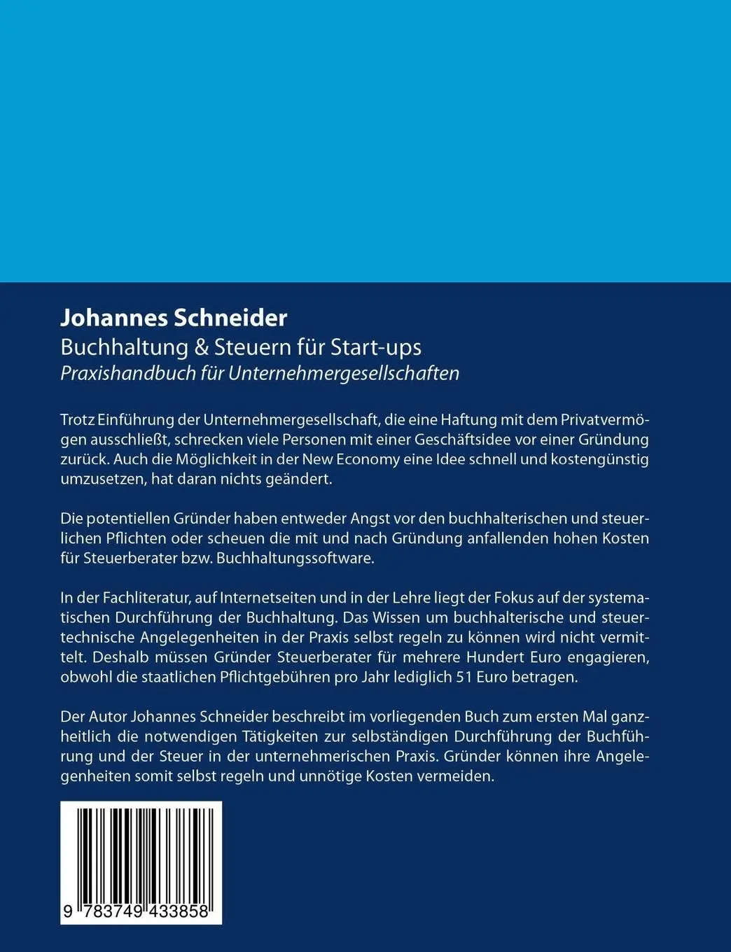 Rückseite: 9783749433858 | Buchhaltung &amp; Steuern für Start-ups | Johannes Schneider | Taschenbuch