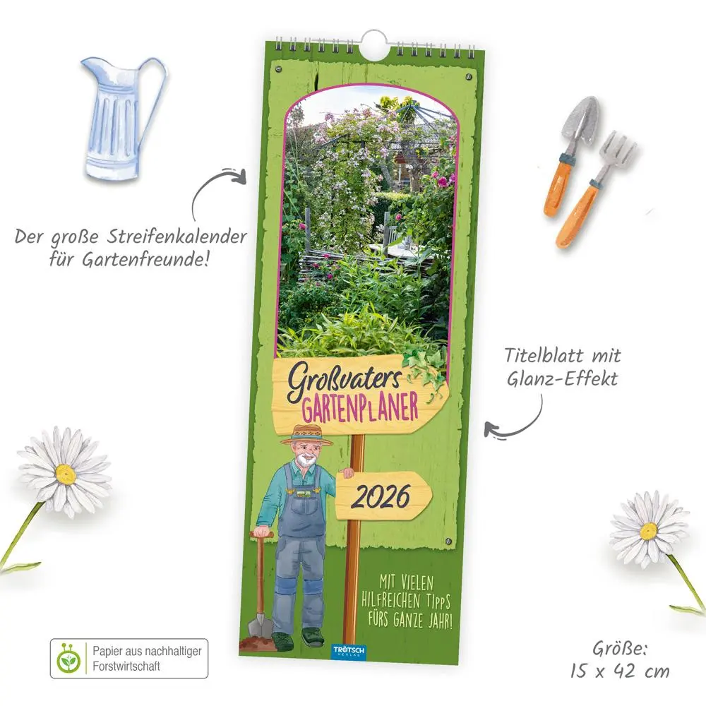 Bild: 9783988023858 | Trötsch Maxi-Streifenkalender Großvaters Gartenplaner 2026 | KG | 2026