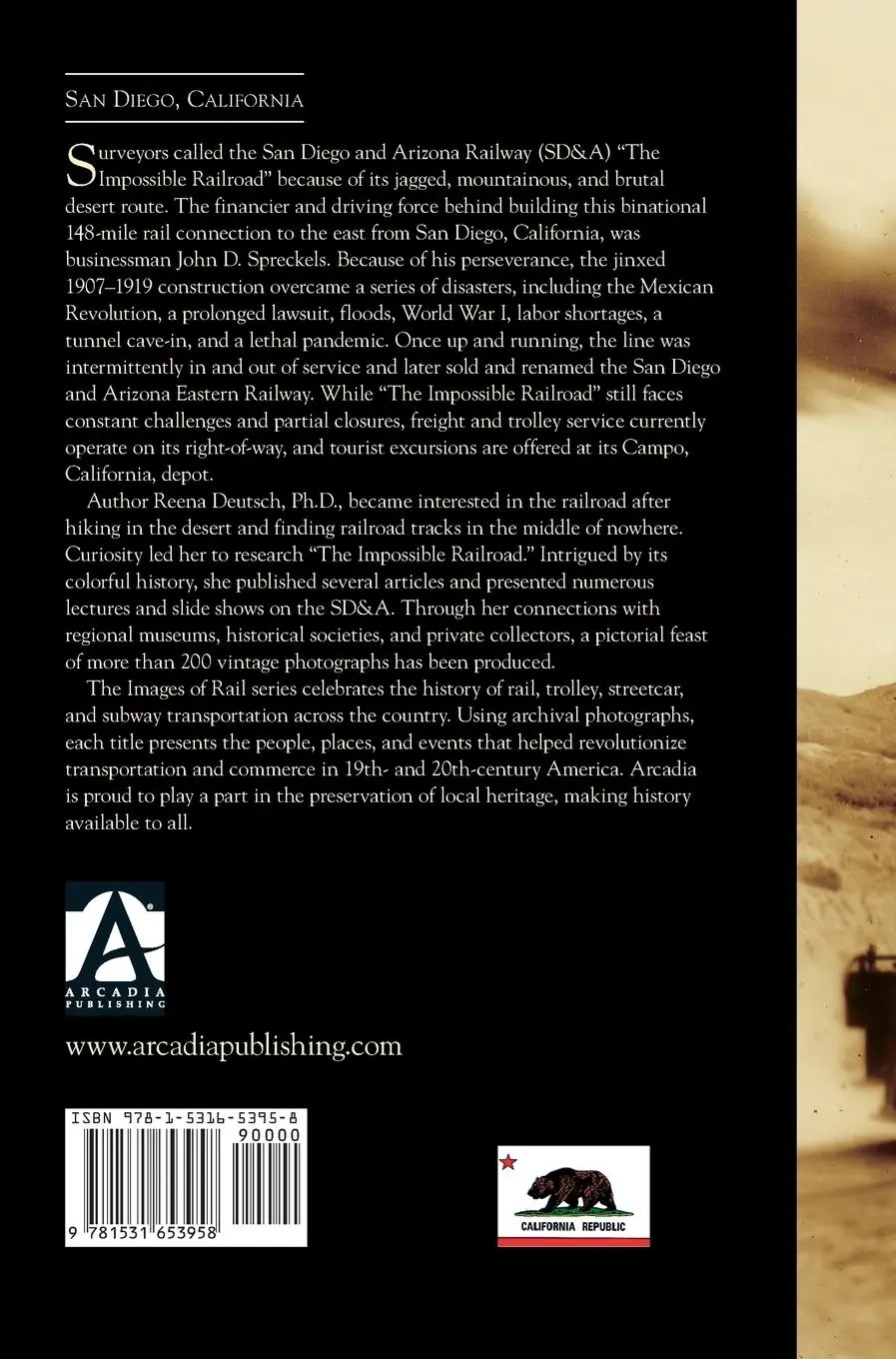 Rückseite: 9781531653958 | San Diego and Arizona Railway | The Impossible Railroad | Deutsch