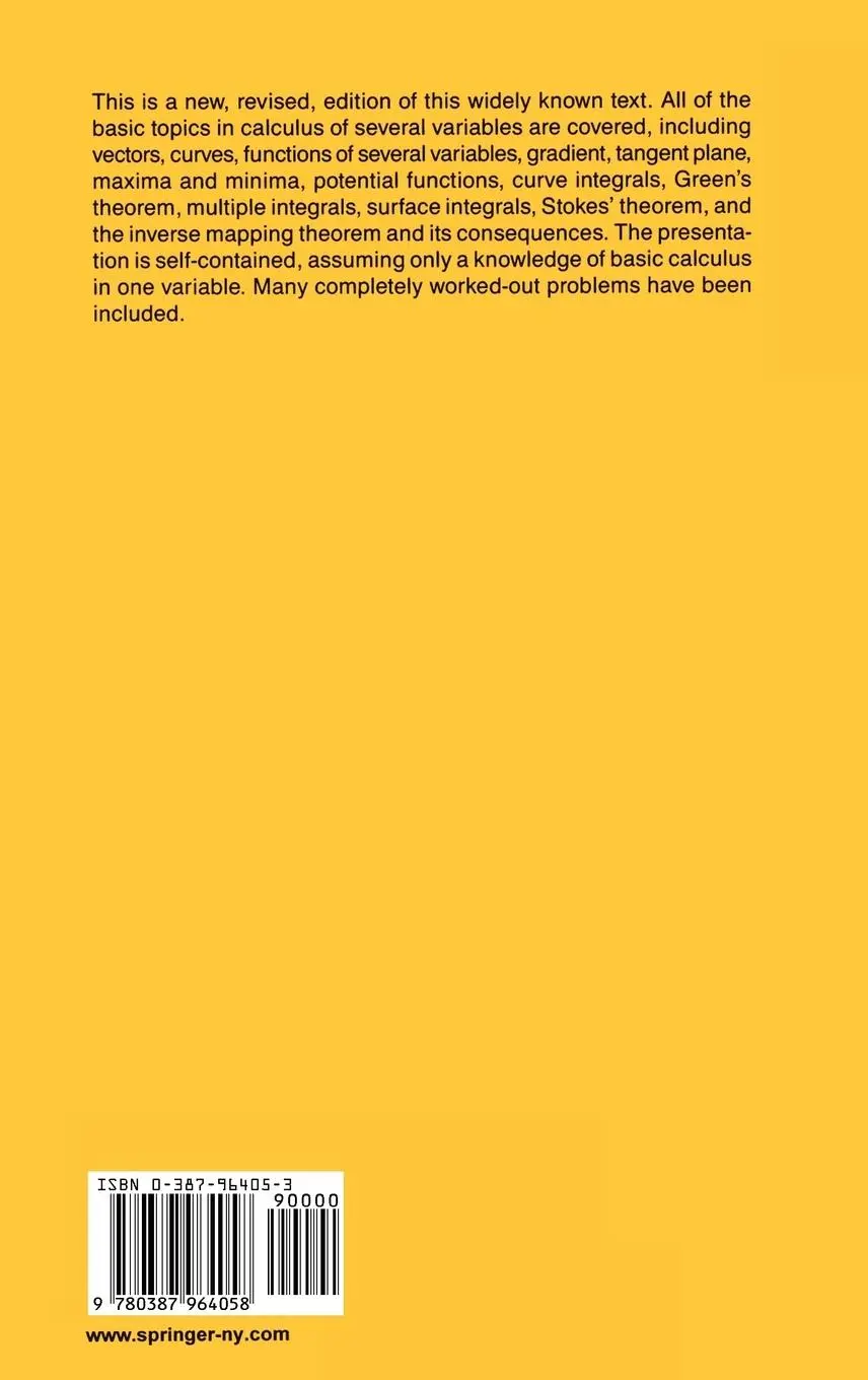 Rückseite: 9780387964058 | Calculus of Several Variables | Serge Lang | Buch | xii | Englisch