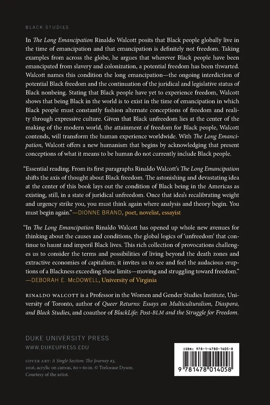 Rückseite: 9781478014058 | The Long Emancipation | Moving toward Black Freedom | Rinaldo Walcott