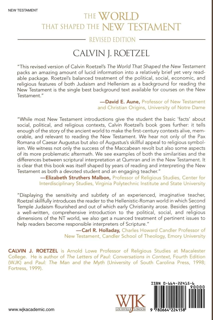 Rückseite: 9780664224158 | The World that Shaped the New Testament | Roetzel | Taschenbuch | 2002
