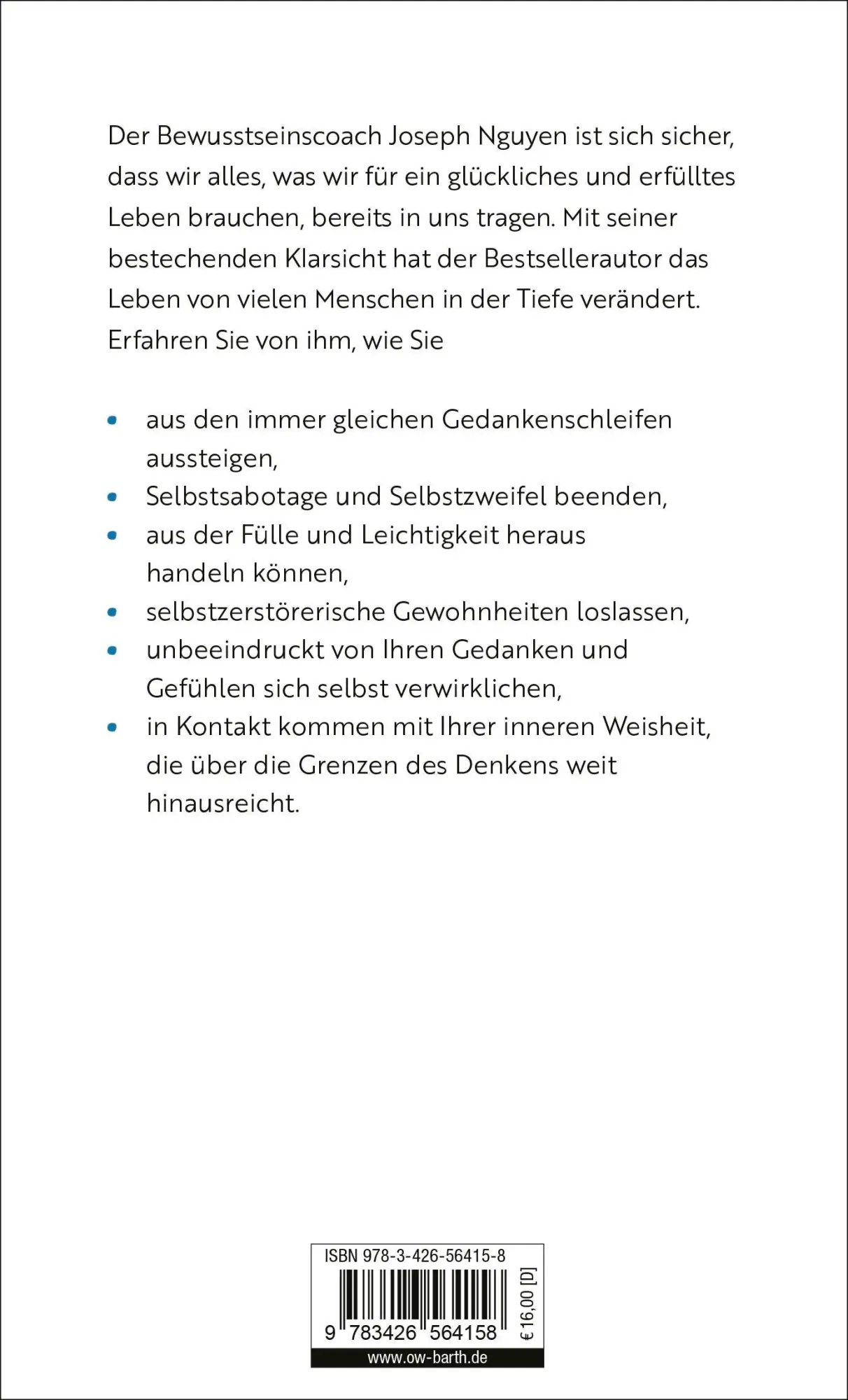 Rückseite: 9783426564158 | Hör auf zu glauben, was du denkst | Joseph Nguyen | Buch | 160 S.