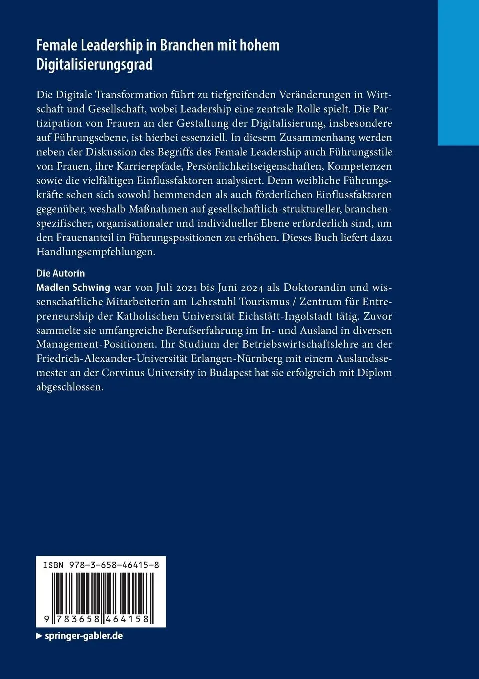 Rückseite: 9783658464158 | Female Leadership in Branchen mit hohem Digitalisierungsgrad | Schwing