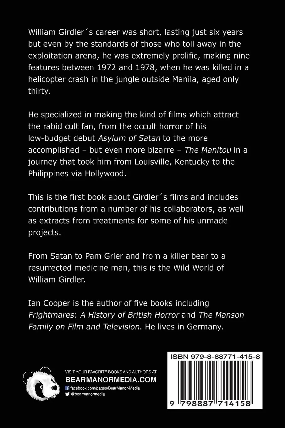 Rückseite: 9798887714158 | Kentucky Wild | The Films of William Girdler | Ian Cooper | Buch