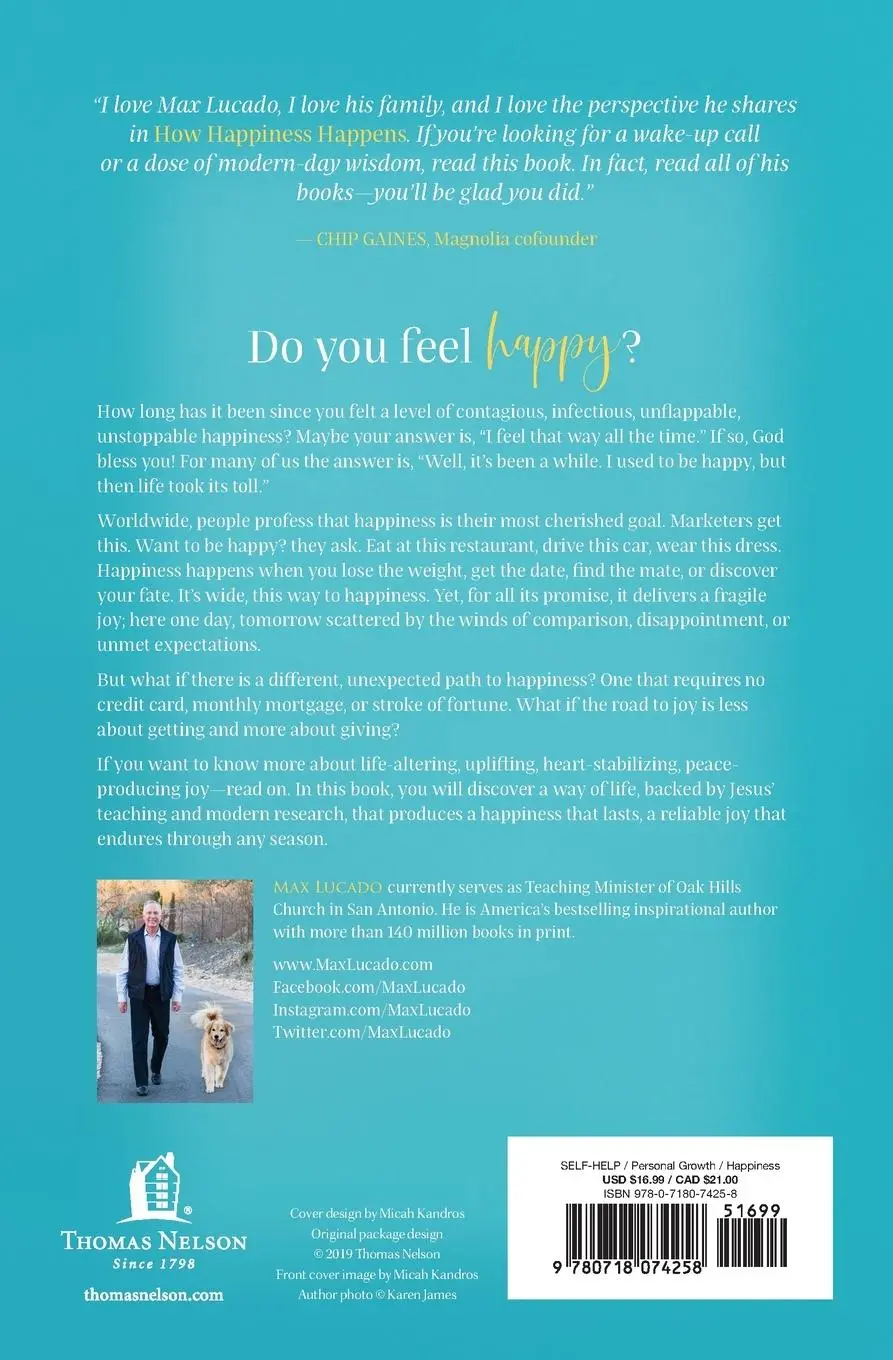 Rückseite: 9780718074258 | How Happiness Happens | Max Lucado | Taschenbuch | Englisch | 2019