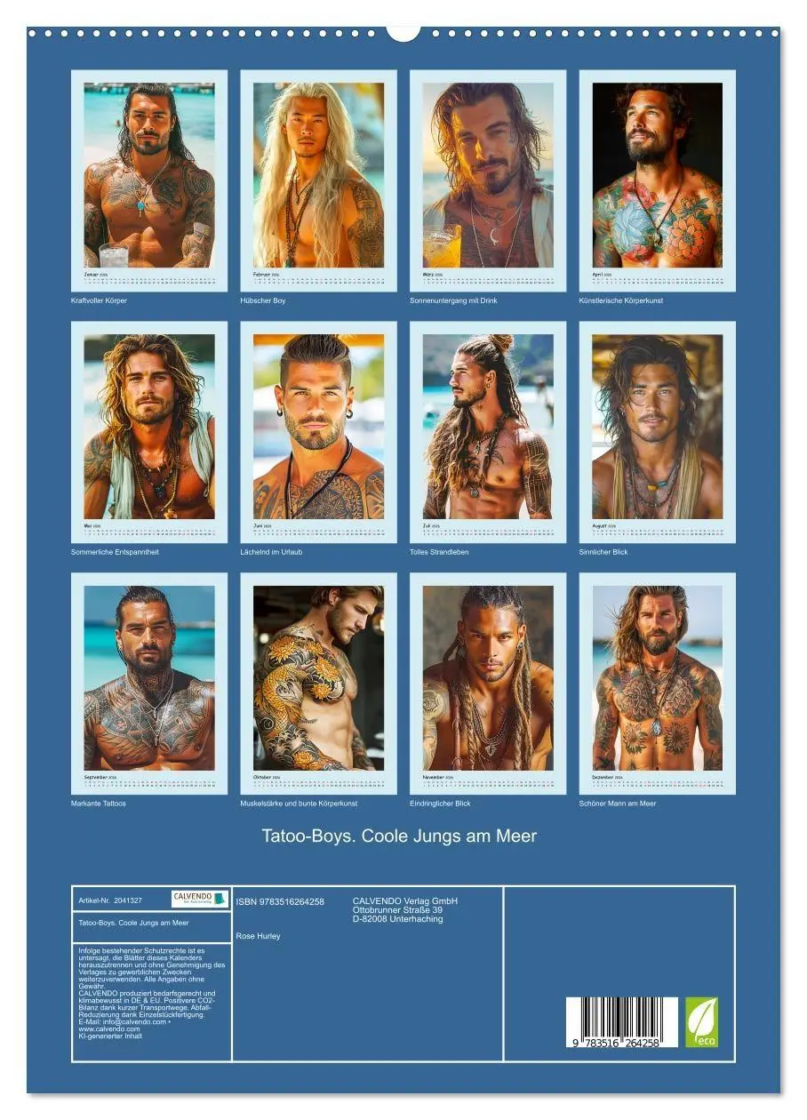 Bild: 9783516264258 | Tattoo-Boys. Coole Jungs am Meer (hochwertiger Premium Wandkalender...