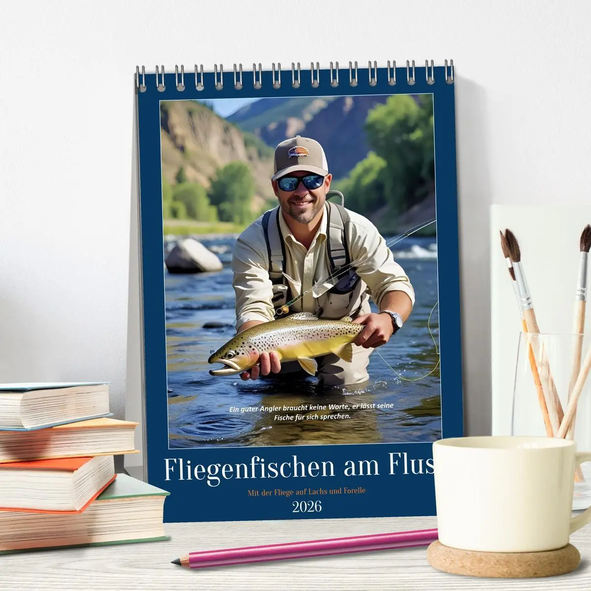 Bild: 9783516644258 | Fliegenfischen am Fluss (Tischkalender 2026 DIN A5 hoch), CALVENDO...