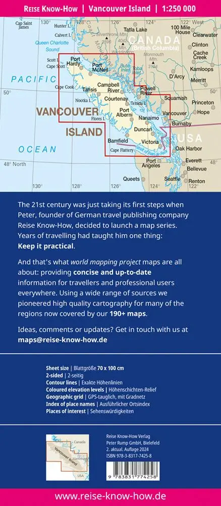 Rückseite: 9783831774258 | Reise Know-How Landkarte Vancouver Island (1:250.000) | Rump | 2 S.
