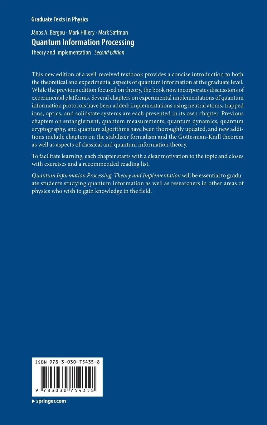 Rückseite: 9783030754358 | Quantum Information Processing | Theory and Implementation | Buch