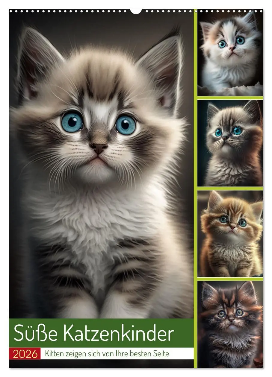 Cover: 9783516324358 | Süße Katzenkinder (Wandkalender 2026 DIN A2 hoch), CALVENDO...