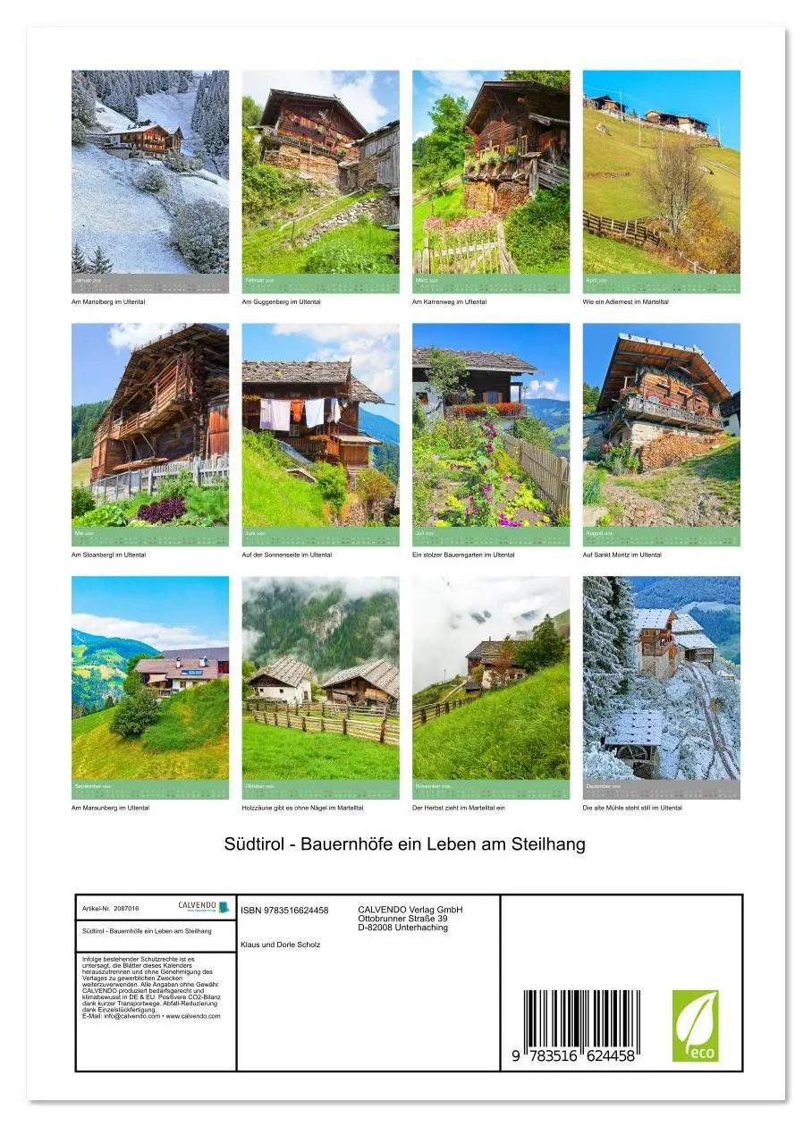 Bild: 9783516624458 | Südtirol - Bauernhöfe ein Leben am Steilhang (Wandkalender 2026 DIN...