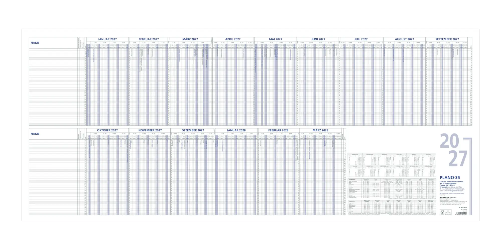 Cover: 4069095014558 | Urlaubsplaner 15 Mon 2027 | Neumann Verlage GmbH &amp; Co KG | Kalender