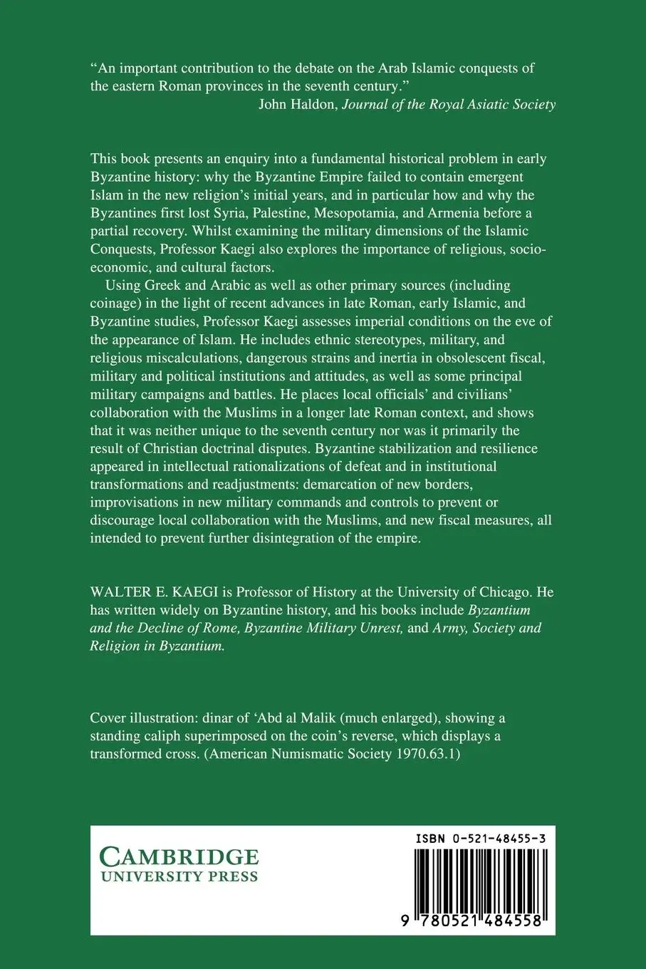 Rückseite: 9780521484558 | Byzantium and the Early Islamic Conquests | Kaegi (u. a.) | Buch