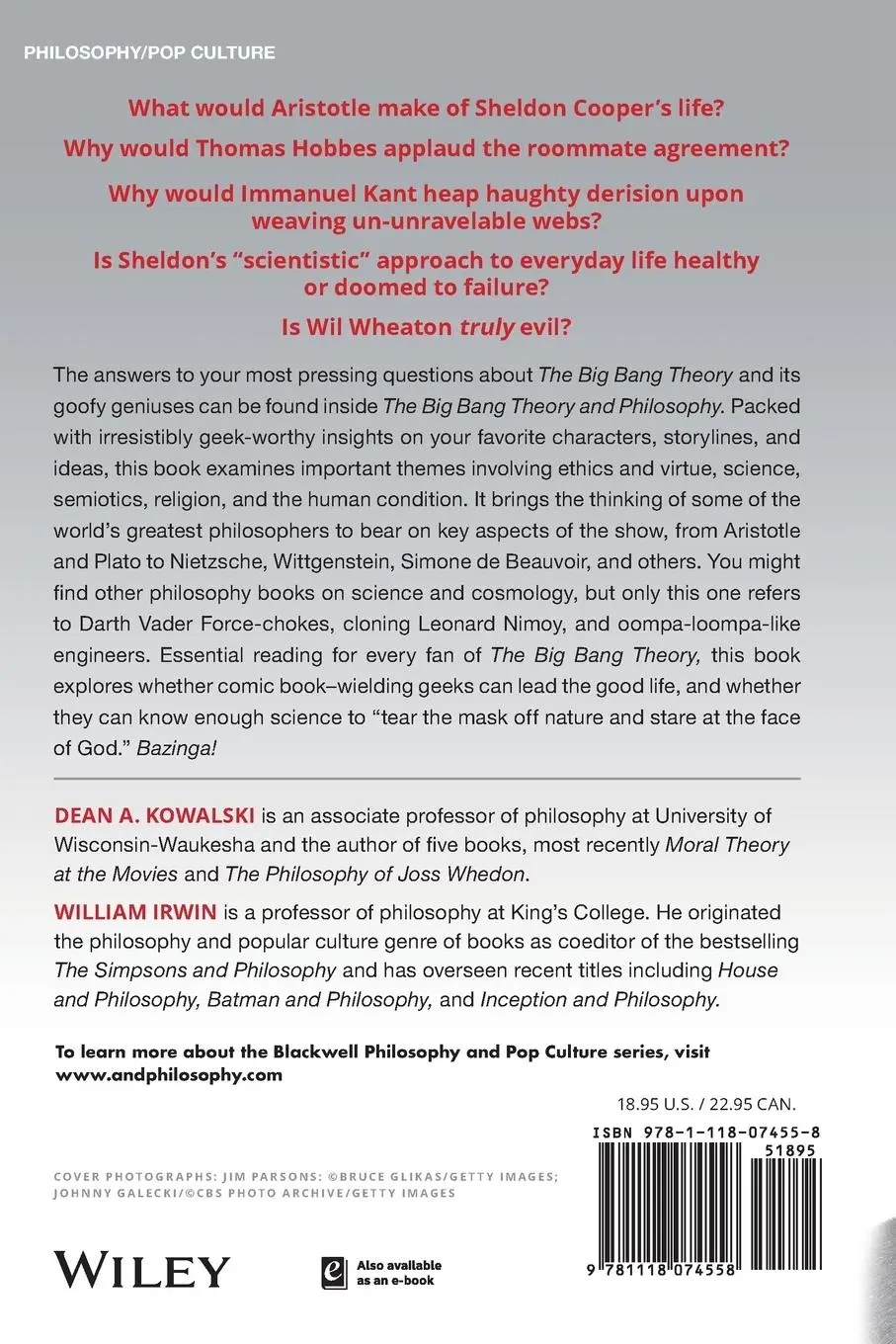 Rückseite: 9781118074558 | The Big Bang Theory and Philosophy | William Irwin (u. a.) | Buch | X