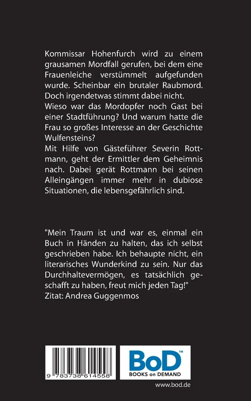 Rückseite: 9783738614558 | Wulfenstein und das Vermächtnis | Andrea Guggenmos | Taschenbuch