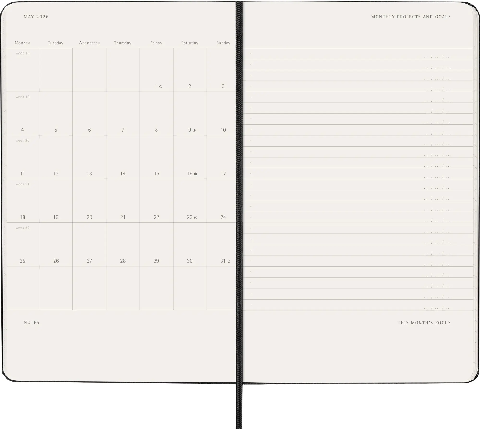 Bild: 8056999274658 | Moleskine 12 Monate Pro Wochen Notizkalender 2026, Pro Large/A5, 1...