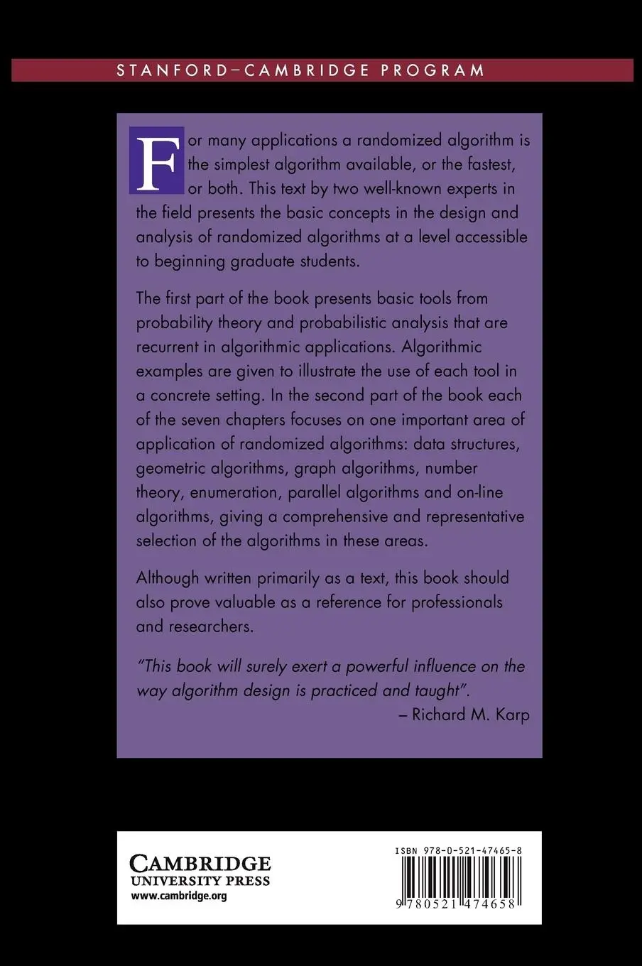 Rückseite: 9780521474658 | Randomized Algorithms | Rajeev Motwani (u. a.) | Buch | Gebunden