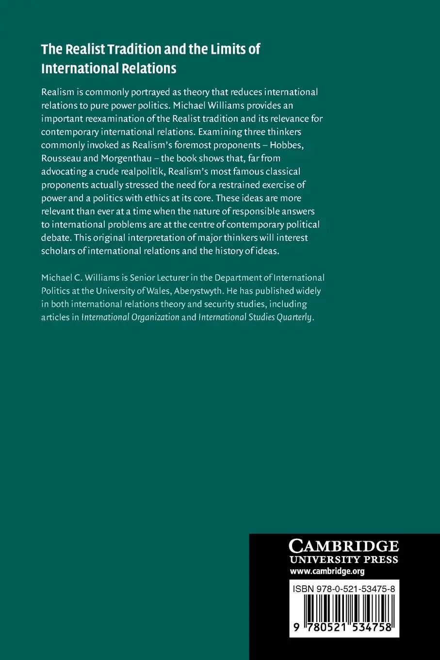 Rückseite: 9780521534758 | The Realist Tradition and the Limits of International Relations | Buch