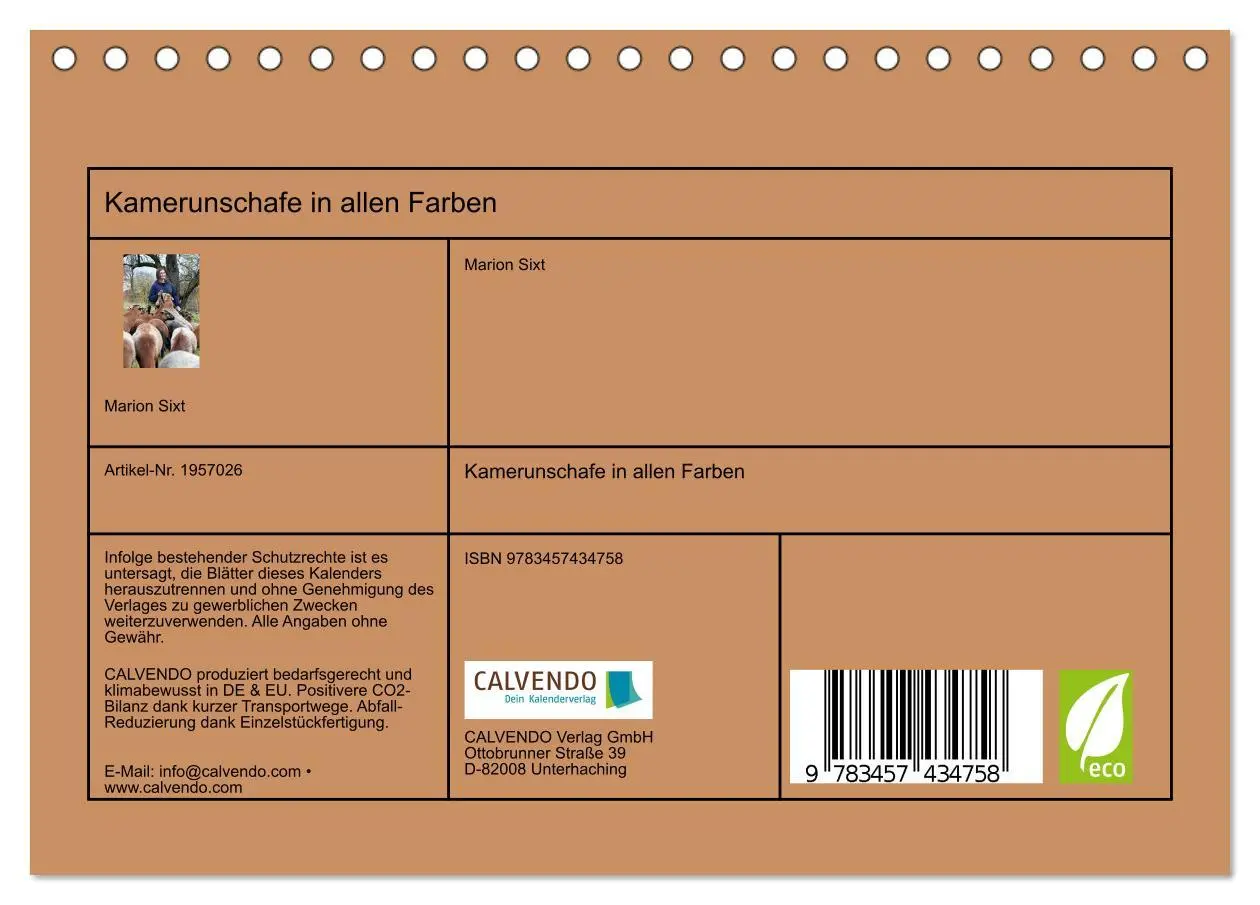 Bild: 9783457434758 | Kamerunschafe in allen Farben (Tischkalender 2026 DIN A5 quer),...