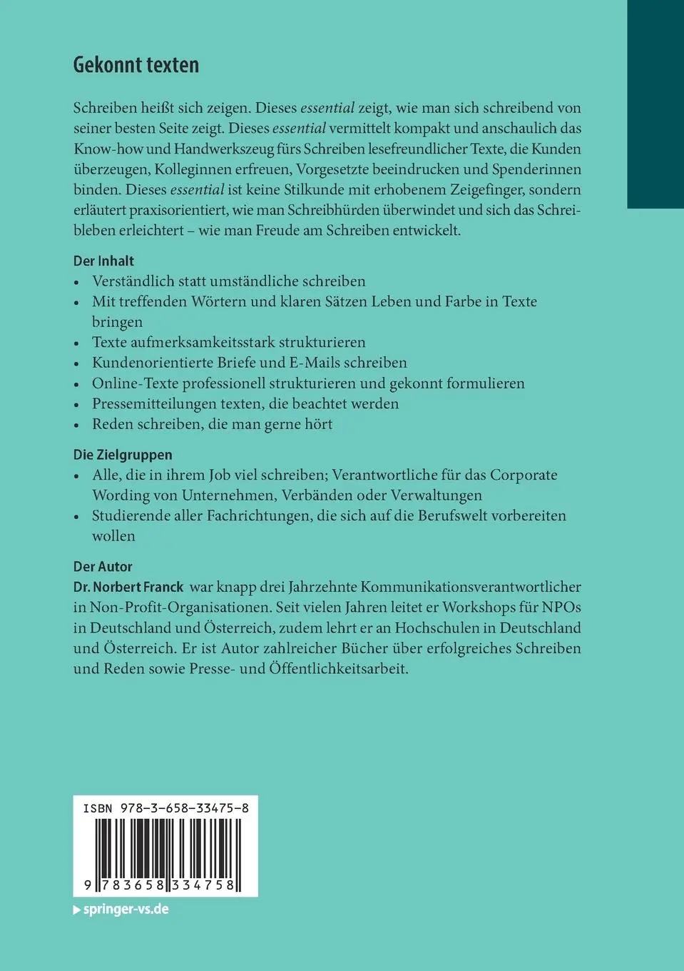 Rückseite: 9783658334758 | Gekonnt texten | Treffende Wortwahl Klarer Satzbau Überzeugende Texte