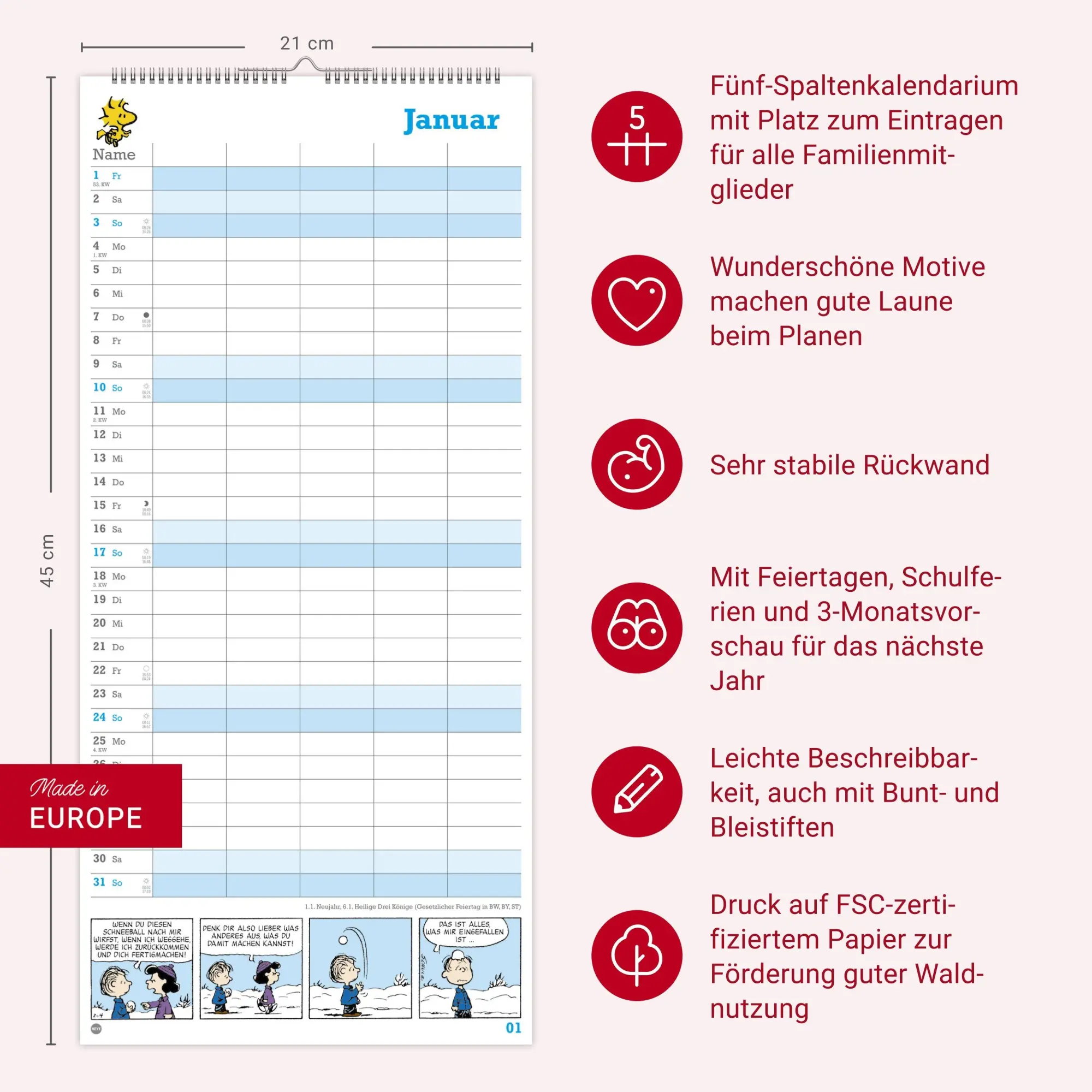 Bild: 9783756414758 | Peanuts Familienplaner 2027 | Heye | Kalender | Familienplaner Athesia