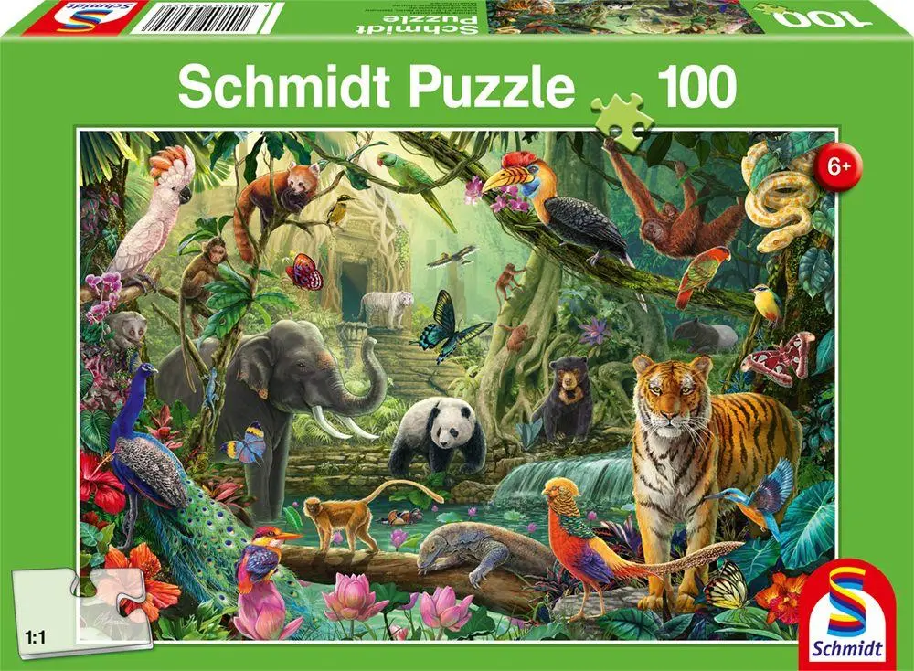Cover: 4001504564858 | Bunte Tierwelt im Dschungel | Kinderpuzzle Standard 100 Teile | Spiel