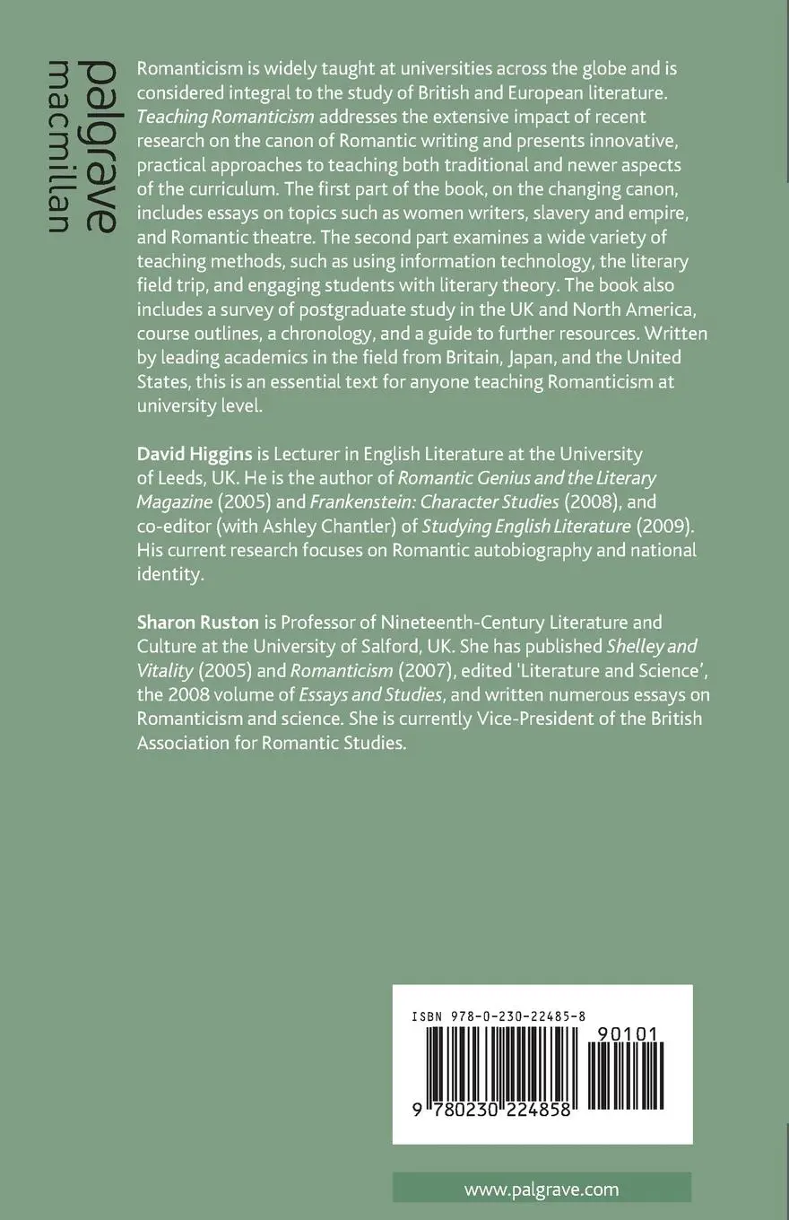 Rückseite: 9780230224858 | Teaching Romanticism | D. Higgins (u. a.) | Taschenbuch | xviii | 2010