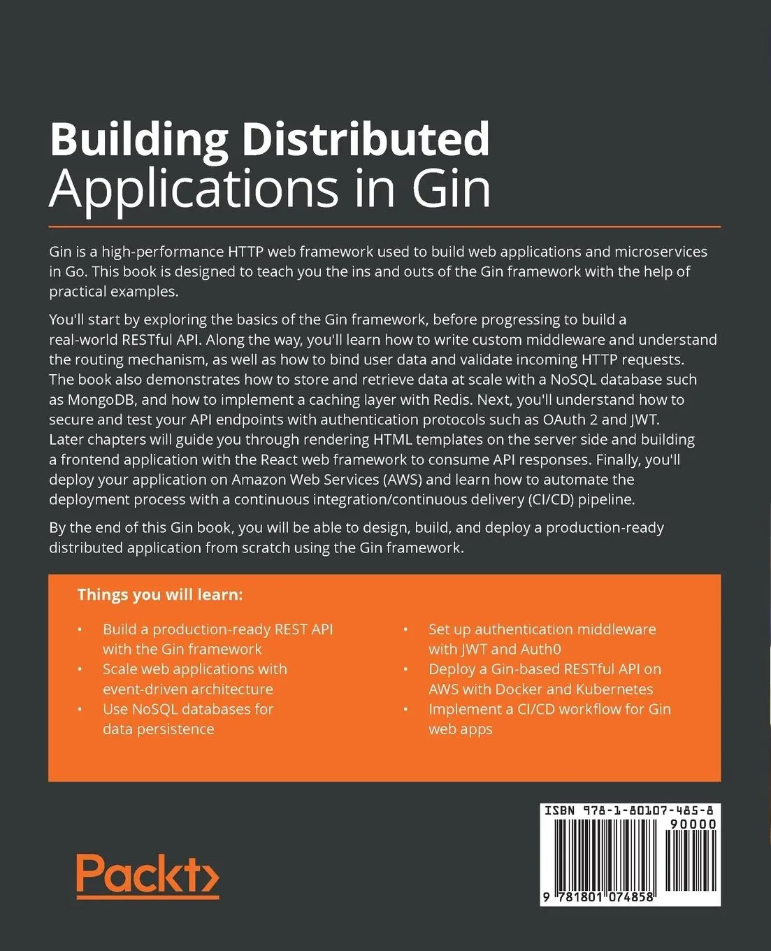 Rückseite: 9781801074858 | Building Distributed Applications in Gin | Mohamed Labouardy | Buch