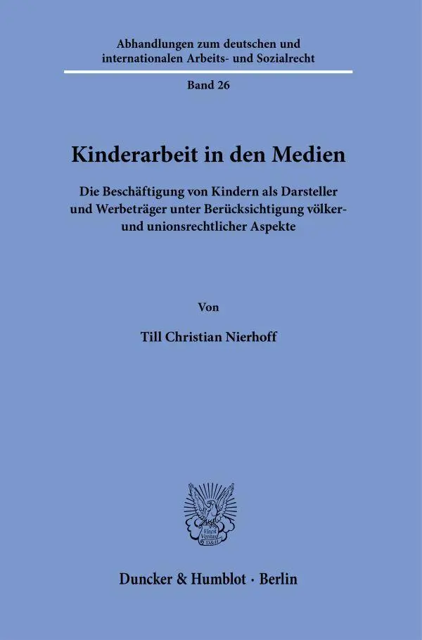 Cover: 9783428194858 | Kinderarbeit in den Medien | Till Christian Nierhoff | Taschenbuch