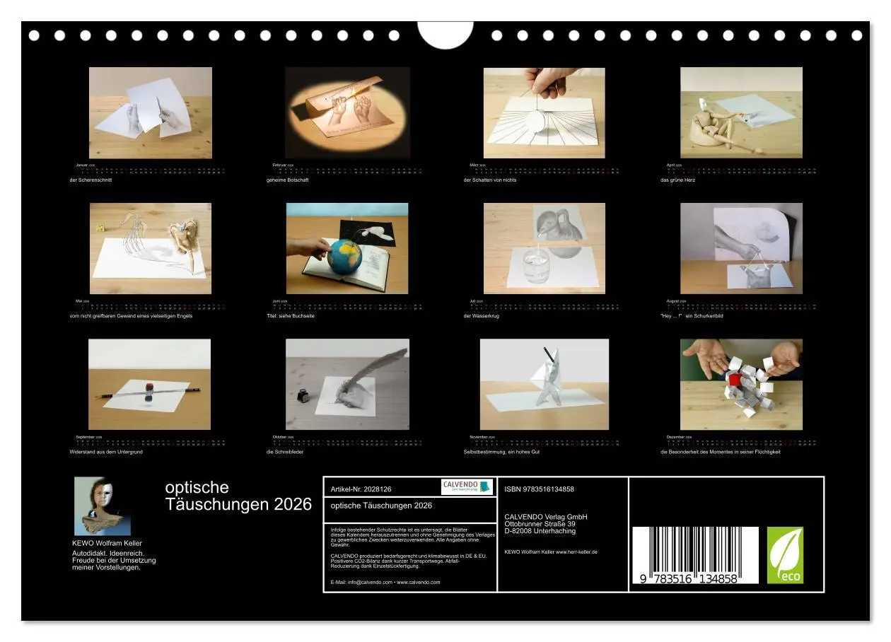 Bild: 9783516134858 | optische Täuschungen 2026 (Wandkalender 2026 DIN A4 quer), CALVENDO...