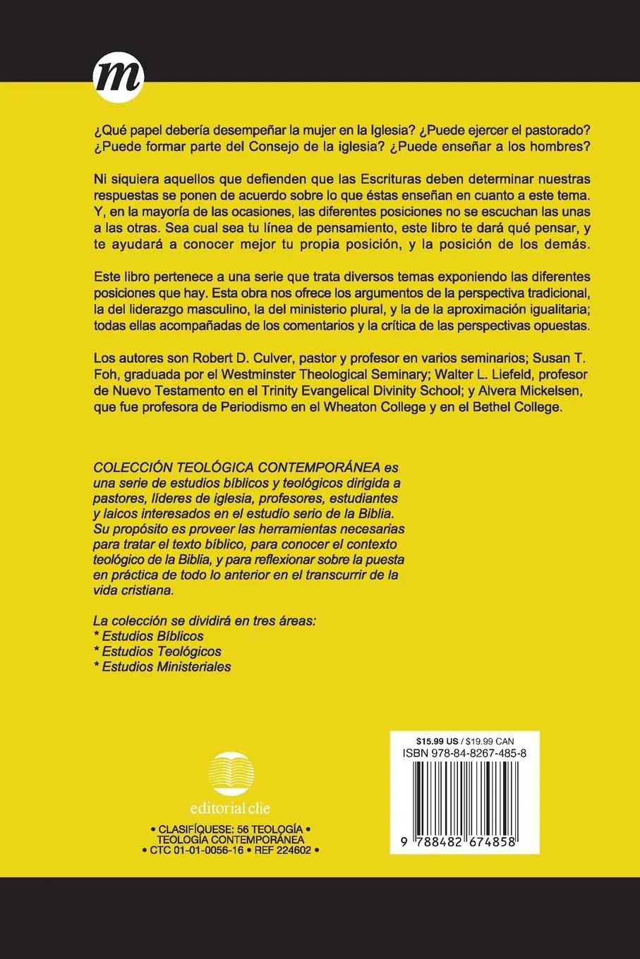 Rückseite: 9788482674858 | Mujeres En El Ministerio | Cuatro Puntos de Vista | Publishing | Buch