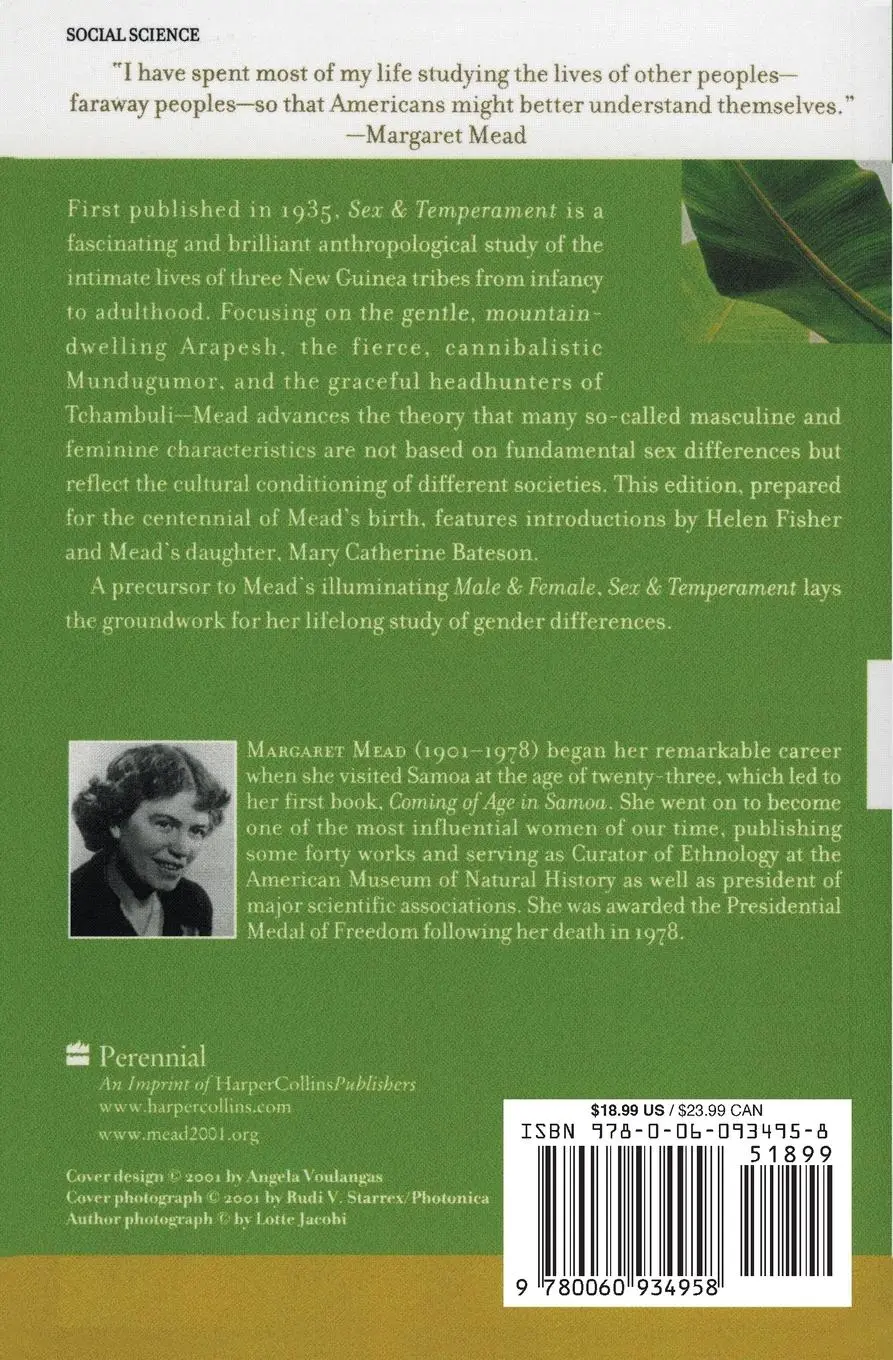 Rückseite: 9780060934958 | Sex and Temperament | In Three Primitive Societies | Margaret Mead