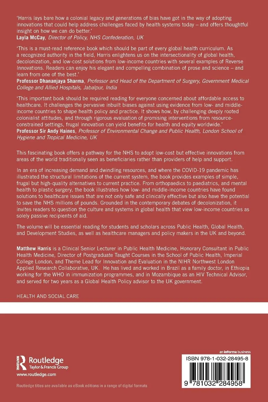 Rückseite: 9781032284958 | Decolonizing Healthcare Innovation | Matthew Harris | Taschenbuch