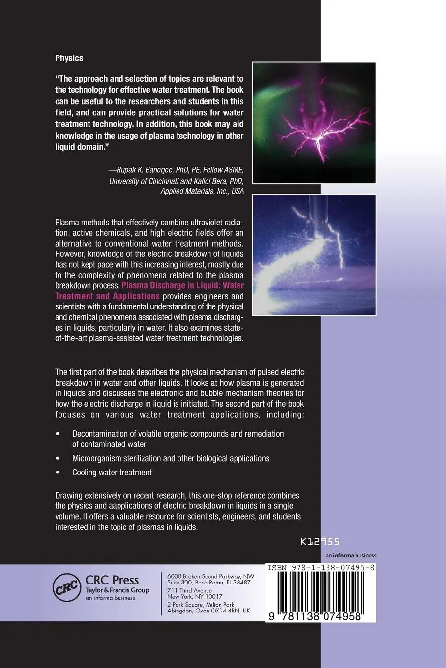 Rückseite: 9781138074958 | Plasma Discharge in Liquid | Water Treatment and Applications | Buch