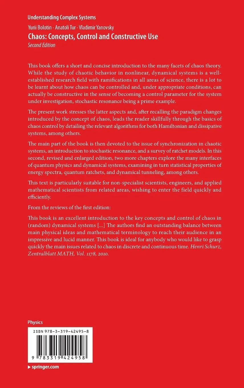 Rückseite: 9783319424958 | Chaos: Concepts, Control and Constructive Use | Yurii Bolotin (u. a.)