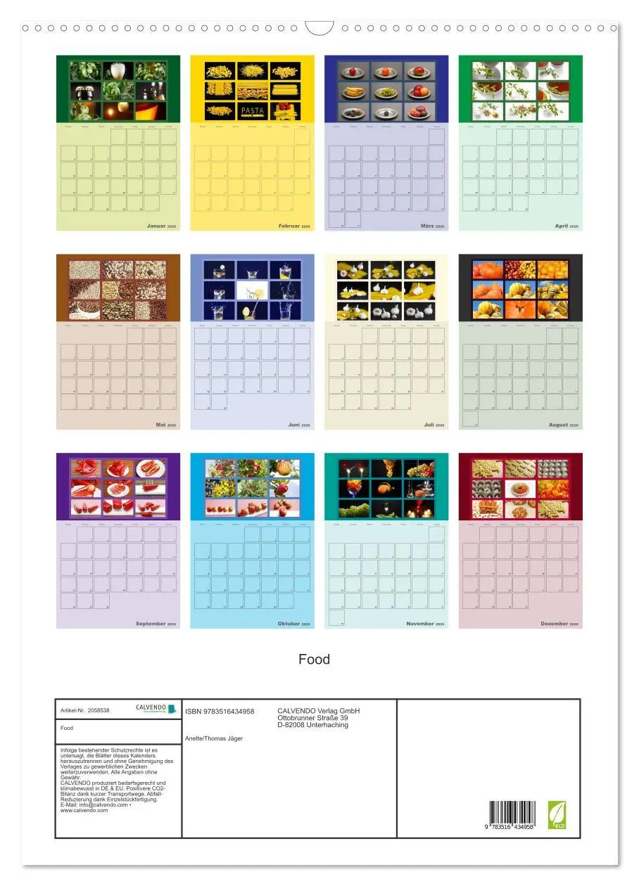 Bild: 9783516434958 | Food (Wandkalender 2026 DIN A2 hoch), CALVENDO Monatskalender | Jäger