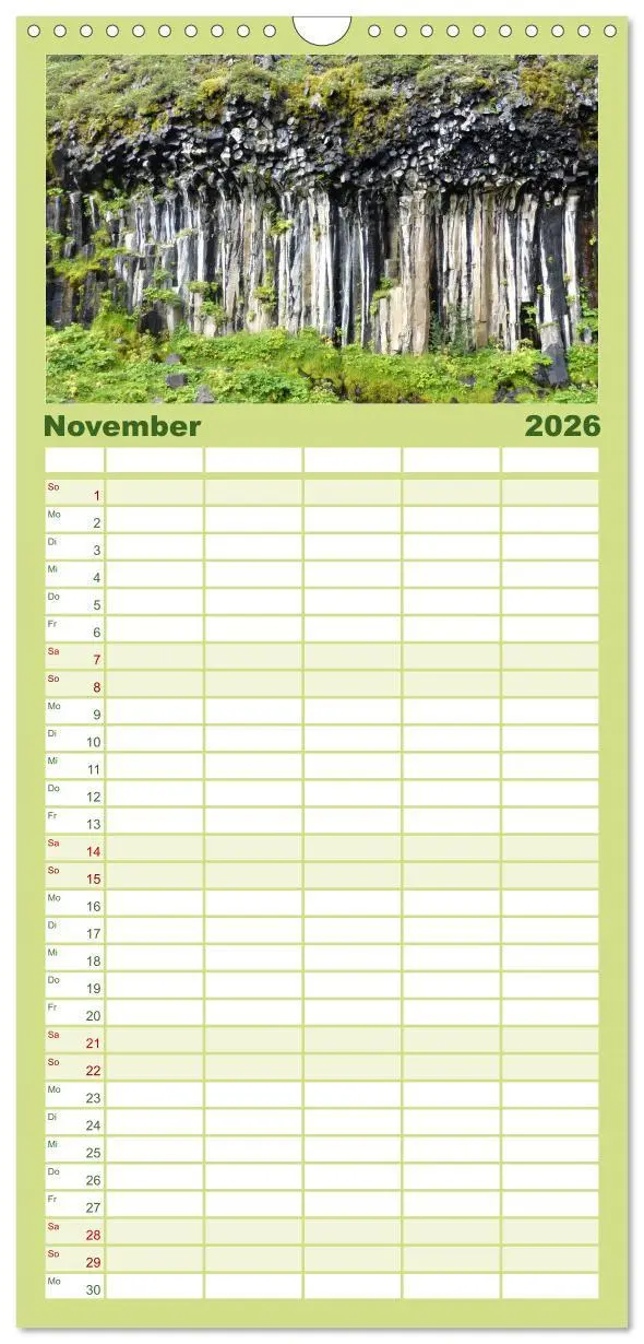 Bild: 9783516504958 | Familienplaner 2026 - Island - Künstlerin Natur mit 5 Spalten...